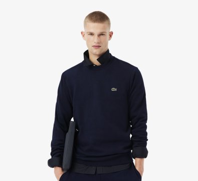 Lacoste Fleece Sweater Navy Mens