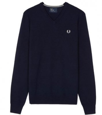 FRED PERRY Classic V Neck Sweater Dark Carbon