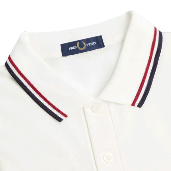 Fred Perry Polo Shirt Snow White w Stripes Mens