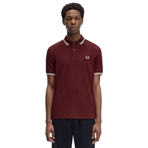 Fred Perry Twin Tipped Polo Shirt Oxblood Mens