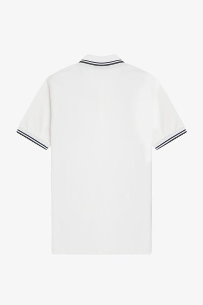 Fred Perry Polo Shirt White w Stripes Mens