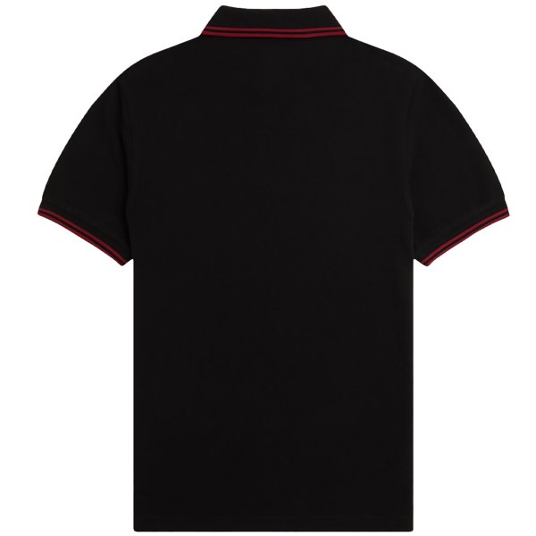 Fred Perry Polo Shirt Black w Stripes Mens