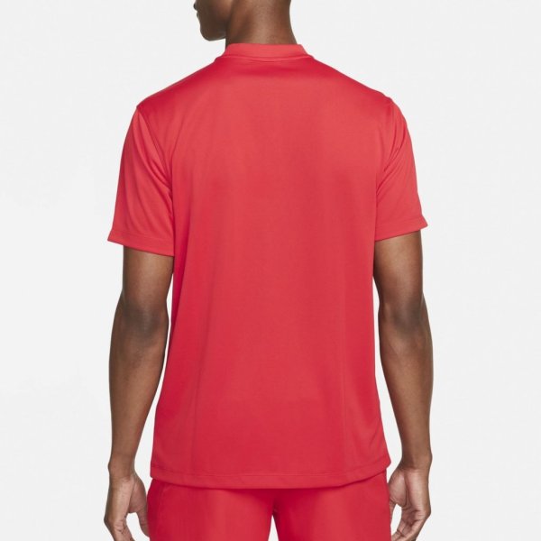 NIKE Court Dri FIT Blade Solid Polo Red Mens