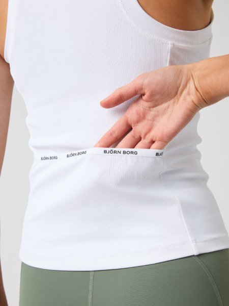 Borg Ace Pocket Ribbed Tank Top White Women