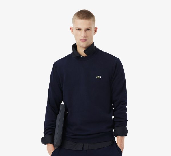 Lacoste Fleece Sweater Navy Mens